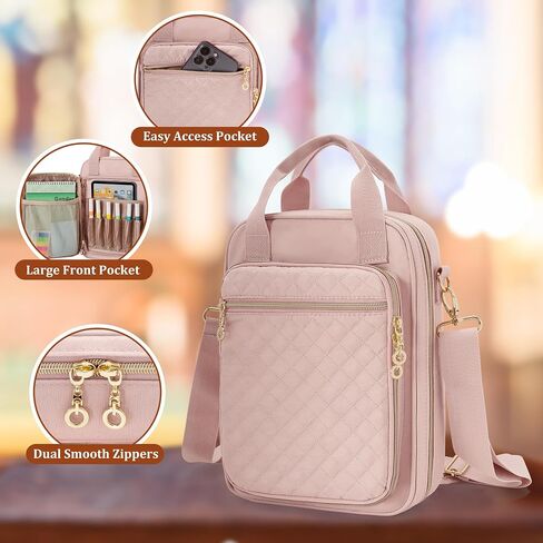 Teamoy Bible Cover Case for Women Men, Bible Book Cover Church Bag Carrying Case with Shoulder Strap, Pink Quilted in Saudi Arabia