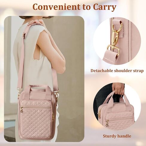 Teamoy Bible Cover Case for Women Men, Bible Book Cover Church Bag Carrying Case with Shoulder Strap, Pink Quilted in Saudi Arabia