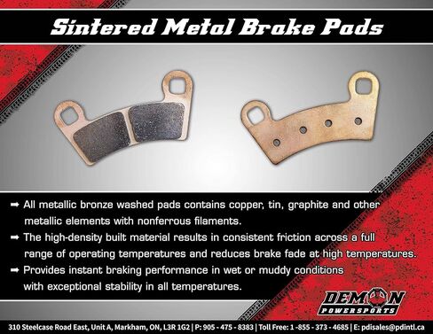 وسادات فرامل ملبدة أمامية يسار/يمين من Demon Powersports لسيارة Honda TRX 500/680/700، مادة معدنية ملبدة لقبضة أفضل وعمر أطول (انظر تفاصيل الإعداد في الوصف) in Kuwait