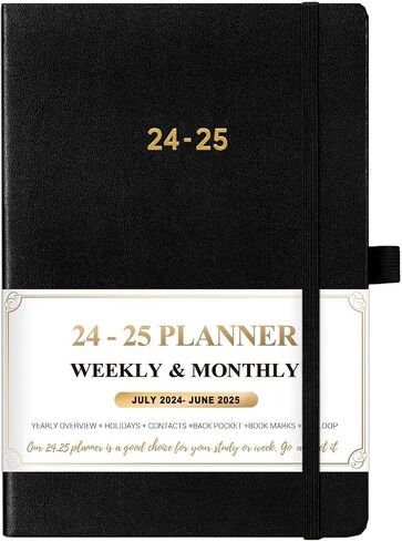 2024-2025 Planner - Planner 2024-2025, Jul.2024 - Jun.2025, 8.25" x 5.75", 2024-2025 Planner Weekly & Monthly with Tabs, Holidays, Daily Organizer - Classic Black in Kuwait