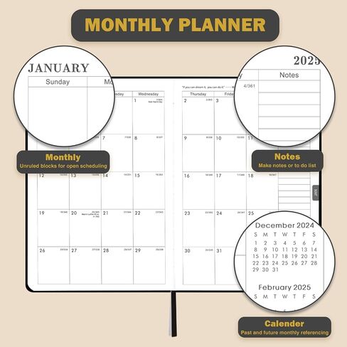 2024-2025 Planner - Planner 2024-2025, Jul.2024 - Jun.2025, 8.25" x 5.75", 2024-2025 Planner Weekly & Monthly with Tabs, Holidays, Daily Organizer - Classic Black in Kuwait