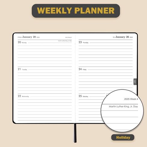 2024-2025 Planner - Planner 2024-2025, Jul.2024 - Jun.2025, 8.25" x 5.75", 2024-2025 Planner Weekly & Monthly with Tabs, Holidays, Daily Organizer - Classic Black in Kuwait