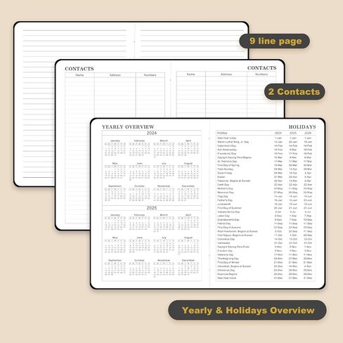 2024-2025 Planner - Planner 2024-2025, Jul.2024 - Jun.2025, 8.25" x 5.75", 2024-2025 Planner Weekly & Monthly with Tabs, Holidays, Daily Organizer - Classic Black in Kuwait