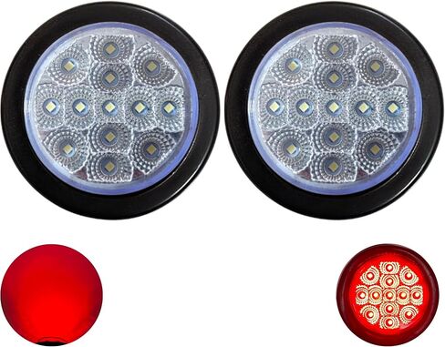 2 × 2.5 مجموعة مصابيح LED حمراء مستديرة للتخليص الجانبي 13 صمام ثنائي LED عدسة شفافة جروميت سلك ضفيرة شاحنة فائدة مقطورة RV UTE UTV جرار فلوش جبل مقاوم للماء 12 فولت مختوم in Kuwait