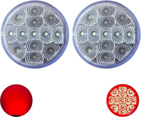 2 × 2.5 مجموعة مصابيح LED حمراء مستديرة للتخليص الجانبي 13 صمام ثنائي LED عدسة شفافة جروميت سلك ضفيرة شاحنة فائدة مقطورة RV UTE UTV جرار فلوش جبل مقاوم للماء 12 فولت مختوم in Kuwait
