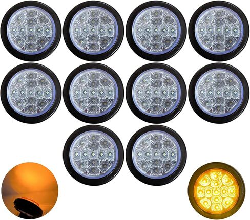 2 × 2.5 مجموعة مصابيح LED حمراء مستديرة للتخليص الجانبي 13 صمام ثنائي LED عدسة شفافة جروميت سلك ضفيرة شاحنة فائدة مقطورة RV UTE UTV جرار فلوش جبل مقاوم للماء 12 فولت مختوم in Kuwait