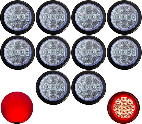 2 × 2.5 مجموعة مصابيح LED حمراء مستديرة للتخليص الجانبي 13 صمام ثنائي LED عدسة شفافة جروميت سلك ضفيرة شاحنة فائدة مقطورة RV UTE UTV جرار فلوش جبل مقاوم للماء 12 فولت مختوم in Kuwait