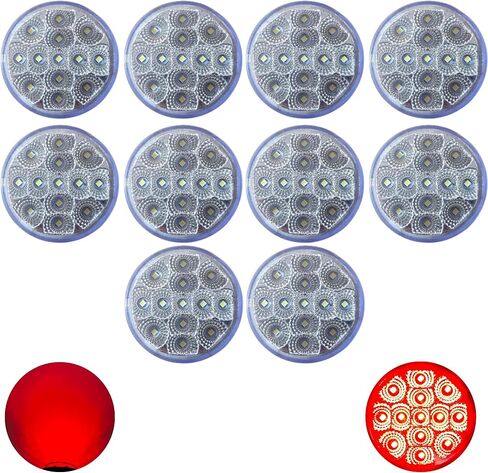 2 × 2.5 مجموعة مصابيح LED حمراء مستديرة للتخليص الجانبي 13 صمام ثنائي LED عدسة شفافة جروميت سلك ضفيرة شاحنة فائدة مقطورة RV UTE UTV جرار فلوش جبل مقاوم للماء 12 فولت مختوم in Kuwait