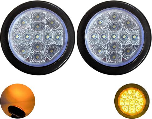 2 × 2.5 مجموعة مصابيح LED حمراء مستديرة للتخليص الجانبي 13 صمام ثنائي LED عدسة شفافة جروميت سلك ضفيرة شاحنة فائدة مقطورة RV UTE UTV جرار فلوش جبل مقاوم للماء 12 فولت مختوم in Kuwait