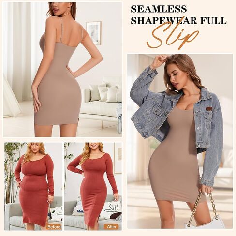 Shapewear Dress Slips for Women Tummy Control Full Slip Body Shaper Seamless Cami Dress for Under Dresses in Saudi Arabia