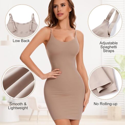 Shapewear Dress Slips for Women Tummy Control Full Slip Body Shaper Seamless Cami Dress for Under Dresses in Saudi Arabia