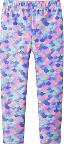 VIKITA Girls Soft Stretchy Leggings Sparkly Active Workout Pants for Toddler Kids Colorful Pattern Ages 2-12 in Kuwait