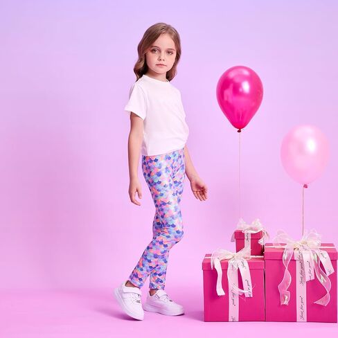 VIKITA Girls Soft Stretchy Leggings Sparkly Active Workout Pants for Toddler Kids Colorful Pattern Ages 2-12 in Kuwait