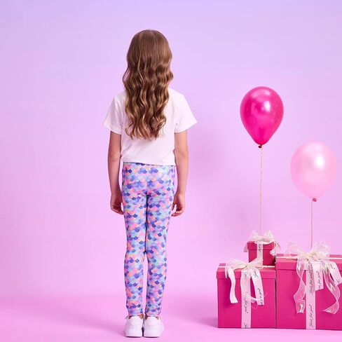 VIKITA Girls Soft Stretchy Leggings Sparkly Active Workout Pants for Toddler Kids Colorful Pattern Ages 2-12 in Kuwait