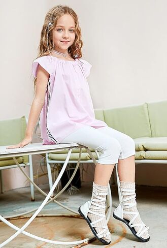 بنطال كابري قصير للفتيات الصغيرات، بنطال أساسي ناعم ومريح in Kuwait