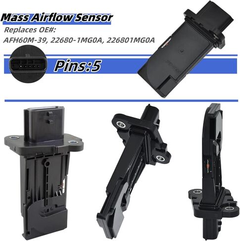 22680-1MG0A AFH60M-39 مقياس مستشعر تدفق الهواء الشامل MAF متوافق مع 2012-2013 M35h 3.5L V6، 2014 - 2017 Q50 3.5L V6 / Q70 3.5L V6 / QX60 2.5L L4، 2013-2016 Altima 2.5L L4، 2013 - 2015 سنترا 1.8 لتر L4 in Kuwait