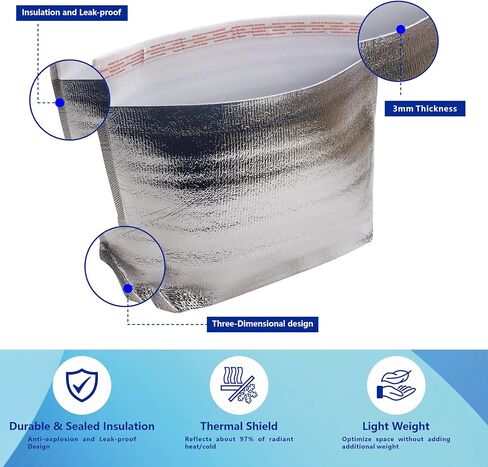 صندوق شحن مزدوج معزول مع بطانة من رقائق الألومنيوم - صندوق شحن بارد للأطعمة المجمدة - صندوق تبريد معزول للشحن والبريد (حجم صغير 9.8 بوصة × 5.8 بوصة × 7.8 بوصة - عبوتان) in Kuwait