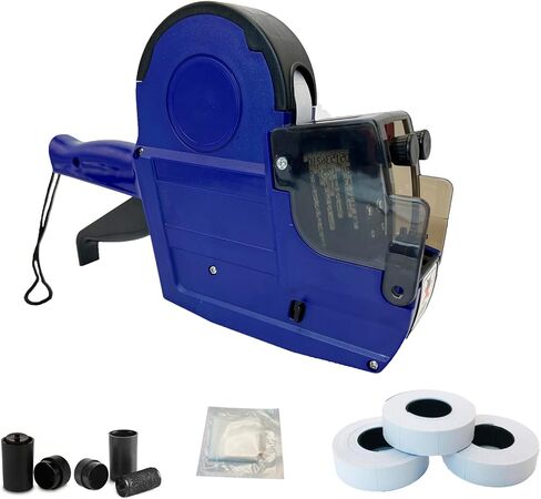 ملصق مسدس سعر مكون من 20 رقمًا مع 1800 ملصق أبيض و3 بكرات حبر، وملصقات تسعير رمز التاريخ، وآلة ختم العلامات للبيع بالتجزئة في ساحة المرآب، وأداة توزيع ملصقات الملابس (PRO) in Kuwait