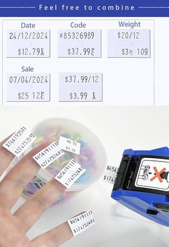 ملصق مسدس سعر مكون من 20 رقمًا مع 1800 ملصق أبيض و3 بكرات حبر، وملصقات تسعير رمز التاريخ، وآلة ختم العلامات للبيع بالتجزئة في ساحة المرآب، وأداة توزيع ملصقات الملابس (PRO) in Kuwait