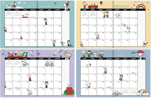 2025 PEANUTS® مخطط مكتب وتقويم، مقاس 8.5 بوصة × 11 بوصة مغلق، مقاس 11 بوصة × 17 بوصة مفتوح، تقاويم شهرية كبيرة بجودة مكتبة كبيرة للمطبخ والمكتب، حسب التيار in Kuwait