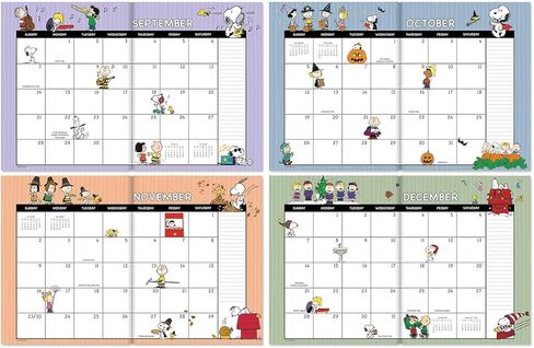 2025 PEANUTS® مخطط مكتب وتقويم، مقاس 8.5 بوصة × 11 بوصة مغلق، مقاس 11 بوصة × 17 بوصة مفتوح، تقاويم شهرية كبيرة بجودة مكتبة كبيرة للمطبخ والمكتب، حسب التيار in Kuwait