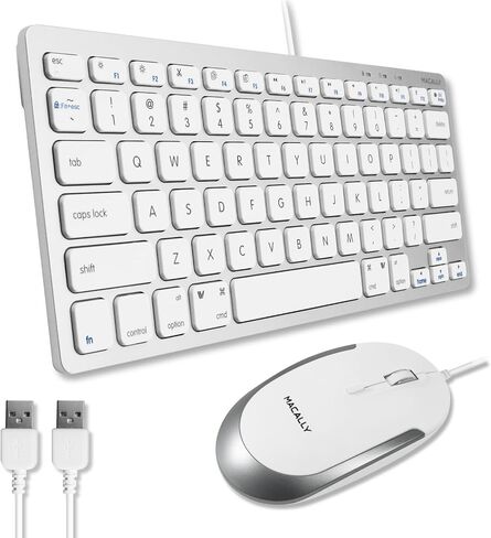 Macally USB Wired Keyboard and Mouse Combo for Mac and PC - Save Space with a Compact Small Apple Keyboard and Mouse for MacBook Pro/Air, iMac Mini/Pro in Kuwait