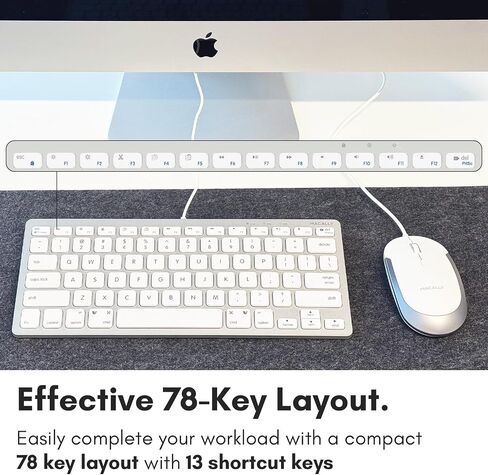 Macally USB Wired Keyboard and Mouse Combo for Mac and PC - Save Space with a Compact Small Apple Keyboard and Mouse for MacBook Pro/Air, iMac Mini/Pro in Kuwait