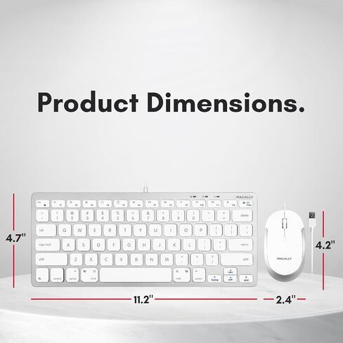 Macally USB Wired Keyboard and Mouse Combo for Mac and PC - Save Space with a Compact Small Apple Keyboard and Mouse for MacBook Pro/Air, iMac Mini/Pro in Kuwait