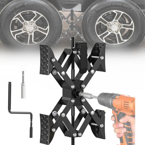موانع عجلات على شكل X لمقطورة السفر، تسمح بضبط المثقاب، مثبتات RV X chocks، مصد عجلة التخييم لمقطورات السفر، ملحقات RV، مفتاح ربط قابل للتعديل 4.13 بوصة - 12.6 بوصة (قطعة واحدة فقط) أسود in Kuwait