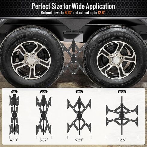 موانع عجلات على شكل X لمقطورة السفر، تسمح بضبط المثقاب، مثبتات RV X chocks، مصد عجلة التخييم لمقطورات السفر، ملحقات RV، مفتاح ربط قابل للتعديل 4.13 بوصة - 12.6 بوصة (قطعة واحدة فقط) أسود in Kuwait