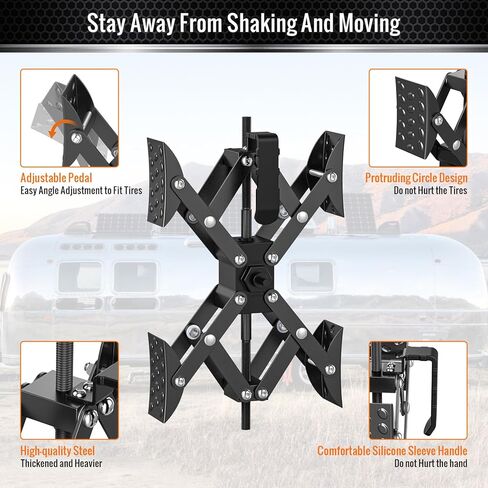 موانع عجلات على شكل X لمقطورة السفر، تسمح بضبط المثقاب، مثبتات RV X chocks، مصد عجلة التخييم لمقطورات السفر، ملحقات RV، مفتاح ربط قابل للتعديل 4.13 بوصة - 12.6 بوصة (قطعة واحدة فقط) أسود in Kuwait