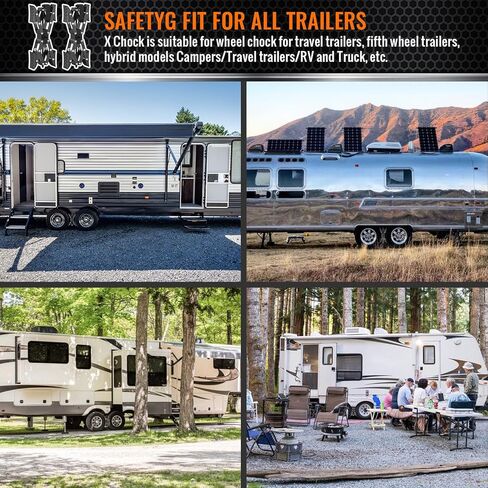 موانع عجلات على شكل X لمقطورة السفر، تسمح بضبط المثقاب، مثبتات RV X chocks، مصد عجلة التخييم لمقطورات السفر، ملحقات RV، مفتاح ربط قابل للتعديل 4.13 بوصة - 12.6 بوصة (قطعة واحدة فقط) أسود in Kuwait
