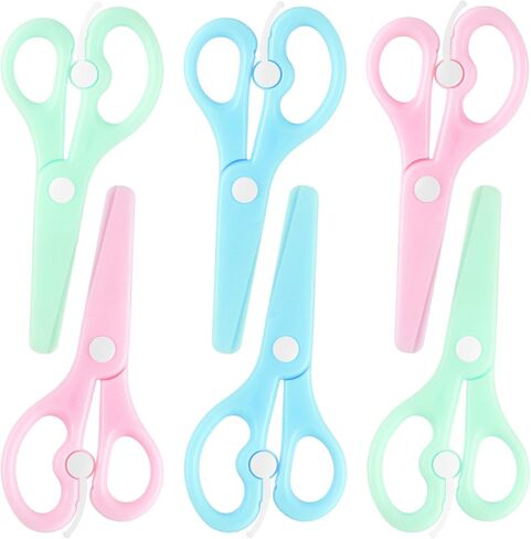 LOVESTOWN 6 Pairs of Preschool Training Scissors, Toddler Safety Scissors Plastic Scissors 3 Colors for Kids Art Craft Supplies in Saudi Arabia