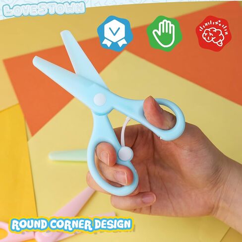 LOVESTOWN 6 Pairs of Preschool Training Scissors, Toddler Safety Scissors Plastic Scissors 3 Colors for Kids Art Craft Supplies in Saudi Arabia