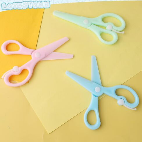 LOVESTOWN 6 Pairs of Preschool Training Scissors, Toddler Safety Scissors Plastic Scissors 3 Colors for Kids Art Craft Supplies in Saudi Arabia