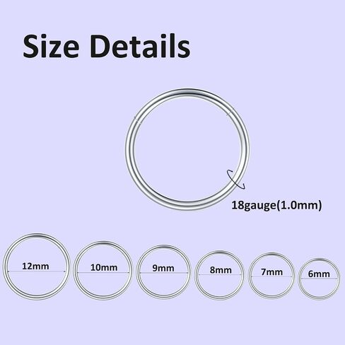 6/12Pcs 16G 18G 20G Nose Rings Hoops 316L Surgical Steel Nose Septum Lip Rings Tragus Cartilage Daith Rook Piercing Jewelry for Women 6mm 7mm 8mm 9mm 10mm 12mm in Saudi Arabia