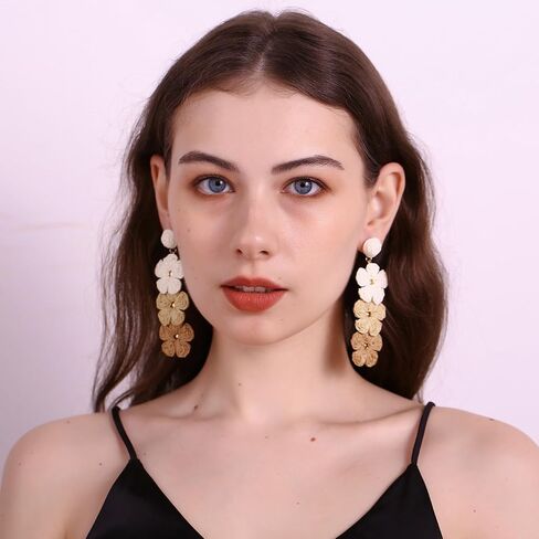 Raffia Flower Earrings, Raffia Straw Wrapped Flower Drop Dangle Earrings Summer Tropical Beach Jewelry in Saudi Arabia