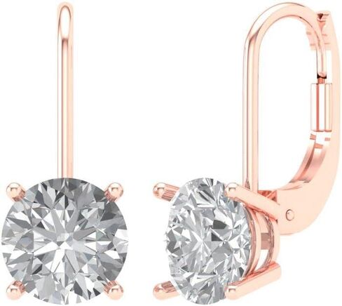 Clara Pucci 2.9ct Round Cut Solitaire White Created Sapphire Unisex Lever back Drop Dangle Earrings 14k Rose Gold conflict free Jewelry in Saudi Arabia