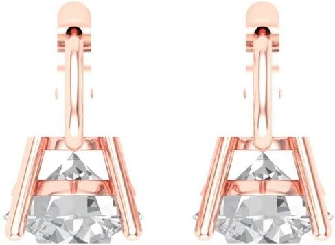 Clara Pucci 2.9ct Round Cut Solitaire White Created Sapphire Unisex Lever back Drop Dangle Earrings 14k Rose Gold conflict free Jewelry in Saudi Arabia