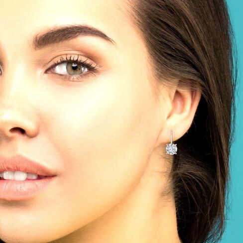 Clara Pucci 2.9ct Round Cut Solitaire White Created Sapphire Unisex Lever back Drop Dangle Earrings 14k Rose Gold conflict free Jewelry in Saudi Arabia