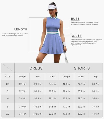 Golf Dress for Women Tennis Dresses Elastic Waist Polo Collar Sleeveless Sport Active Exercise Workout Athletic Dress Blue in Saudi Arabia