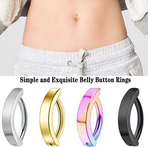 14G Clicker Belly Button Ring 10MM/12MM Surgical Stainless Steel Hinged Belly Button Rings Belly Barbell Piercing Navel Barbell Body Jewelry in Saudi Arabia