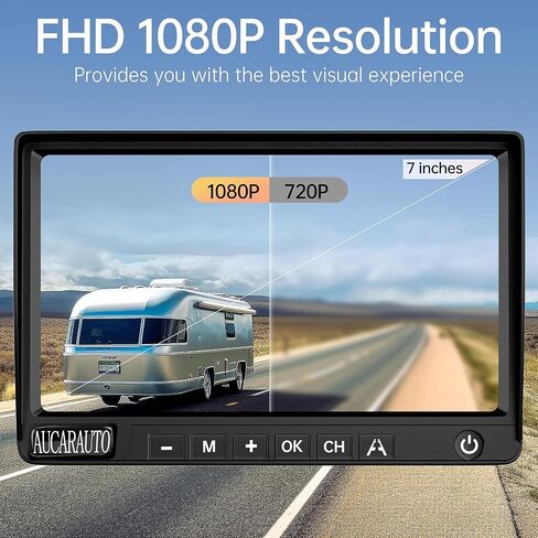 Dual RV Backup Camera Wireless HD 1080P Reverse Cameras with 7'' Monitor, Pre-Wired for Furrion System Recording, Night Vision Waterproof Rear View Camera for RVs, Trailers, Trucks, Campers in Saudi Arabia