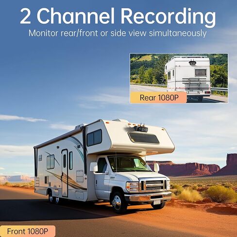 كاميرا احتياطية مزدوجة RV كاميرات عكسية لاسلكية HD 1080P مع شاشة 7 بوصات، سلكية مسبقًا لتسجيل نظام Furrion، كاميرا رؤية خلفية مقاومة للماء للرؤية الليلية للمركبات الترفيهية والمقطورات والشاحنات والمعسكرات in Kuwait
