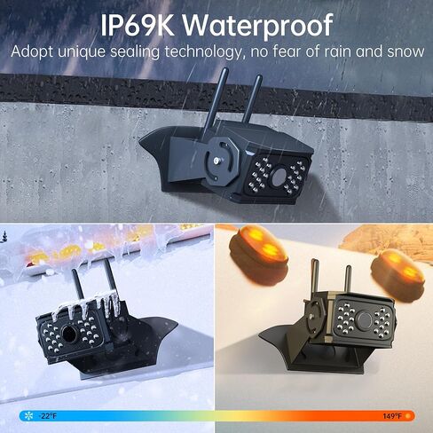 كاميرا احتياطية مزدوجة RV كاميرات عكسية لاسلكية HD 1080P مع شاشة 7 بوصات، سلكية مسبقًا لتسجيل نظام Furrion، كاميرا رؤية خلفية مقاومة للماء للرؤية الليلية للمركبات الترفيهية والمقطورات والشاحنات والمعسكرات in Kuwait