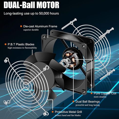GDSTIME AXIAL 12038 Muffin Fan، 120V AC 120mm x 38mm، محمل كروي مزدوج in Kuwait