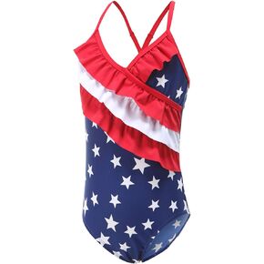 Moon Tree Girls One Piece Swimsuits Hawaiian Ruffle Swimwear Beach Bathing Suit 2 Pack 7T