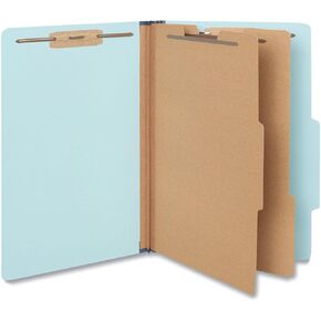 Universal UNV10406 2 Dividers 6 Fasteners Heavy-Duty Pressboard Cover Legal Size Six-Section Classification Folders - Light Blue (20/Box)