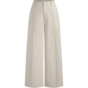 CIDER Linen-Blend High Rise Solid Pocket Wide Leg Trousers