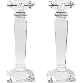 Crystal Candlestick Holders 2 Pack- Clear Crystal Taper/Pillar Candles Holder– Table Centerpieces for Party and Wedding Decoration(10.6in Tall)